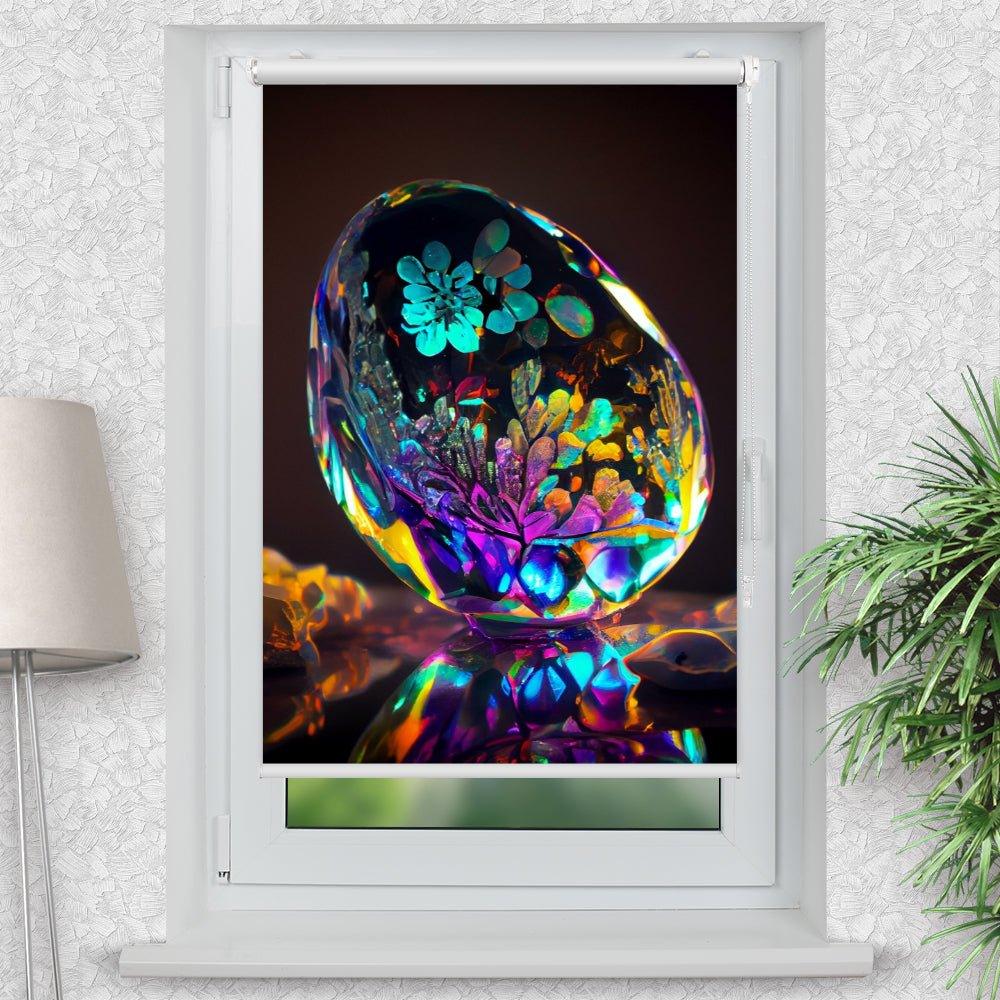 Rollo Motiv "Kristall bunt Opal" - ohne bohren - Klemmrollo bis 150 cm Breite - Klemmfix mit Fotodruck - blickdicht - La-Melle