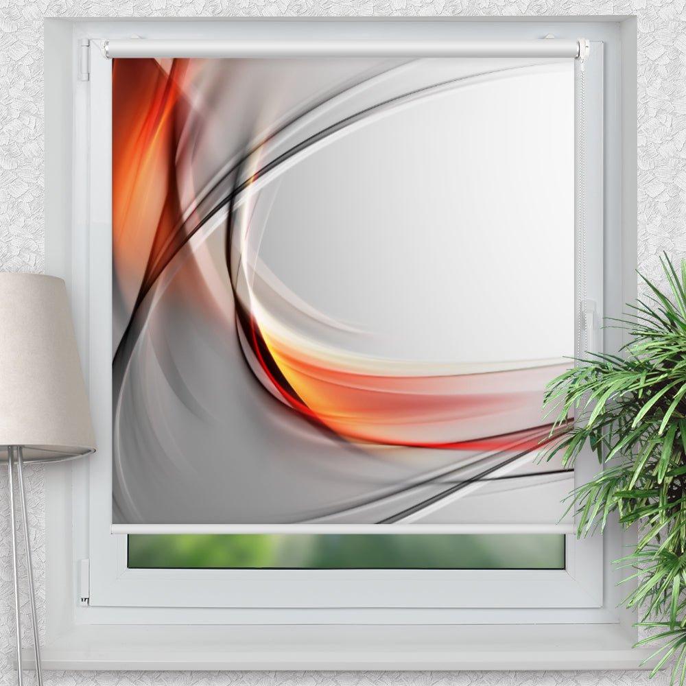 Rollo Motiv "Abstrakt orange grau" - ohne bohren - Klemmrollo bis 150 cm Breite - Klemmfix mit Fotodruck - blickdicht - La-Melle