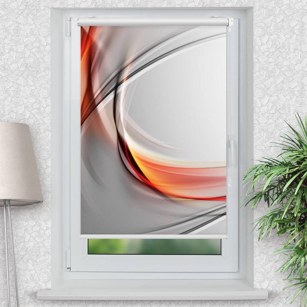 Rollo Motiv "Abstrakt orange grau" - ohne bohren - Klemmrollo bis 150 cm Breite - Klemmfix mit Fotodruck - blickdicht - La-Melle
