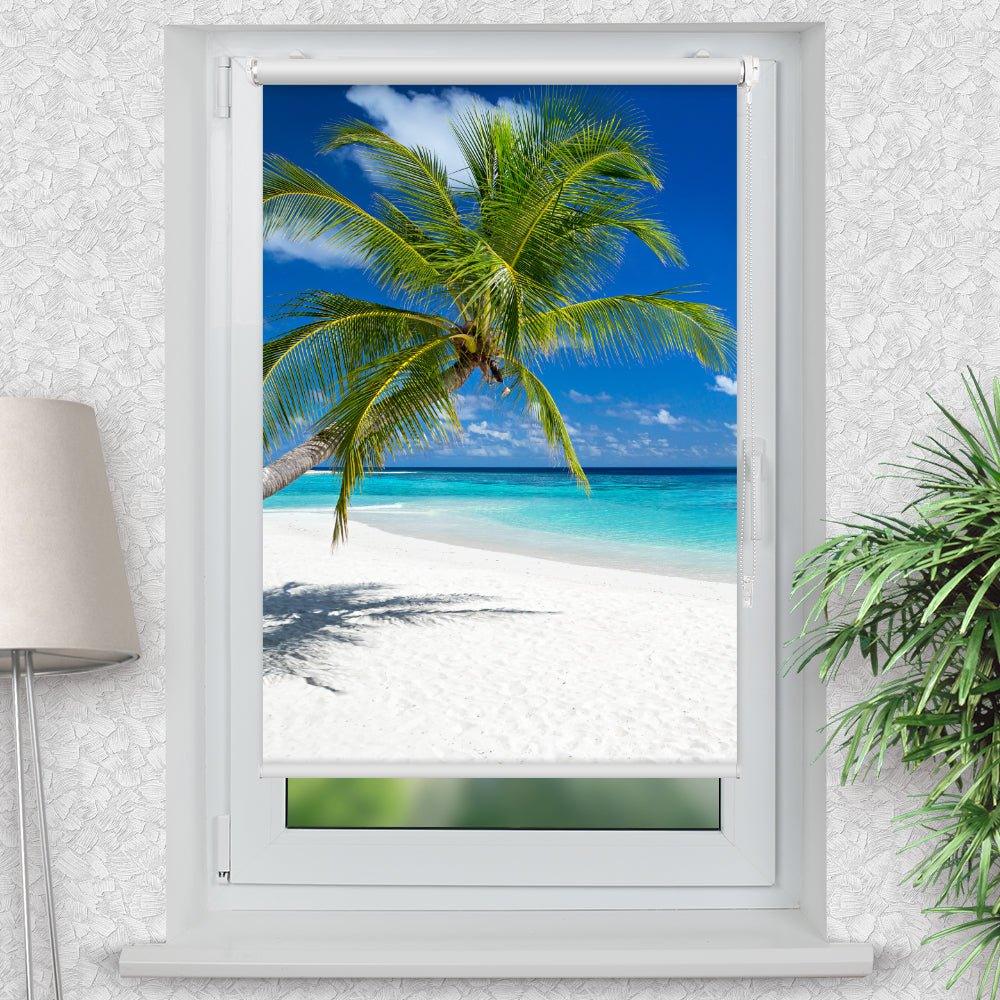 Rollo Motiv "Tropen Meer Strand" - ohne bohren - Klemmrollo bis 150 cm Breite - Klemmfix mit Fotodruck - blickdicht - La-Melle