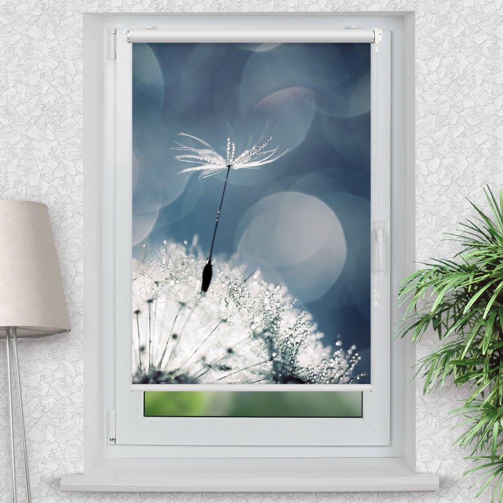 Rollo Motiv "Pusteblume Wassertropfen" - ohne bohren - Klemmrollo bis 150 cm Breite - Klemmfix mit Fotodruck - blickdicht - La-Melle