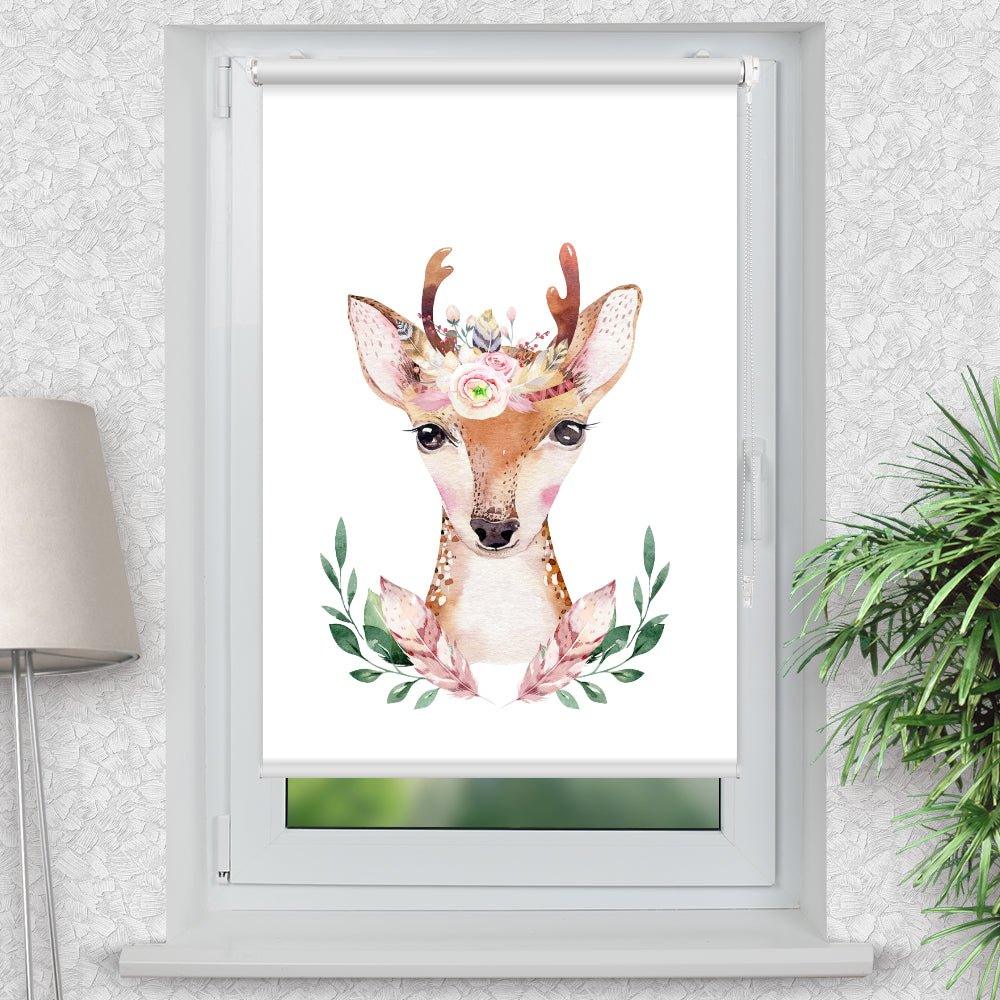 Rollo Motiv "Blumen Wald Kinderbild" - ohne bohren - Klemmrollo bis 150 cm Breite - Klemmfix mit Fotodruck - blickdicht - La-Melle