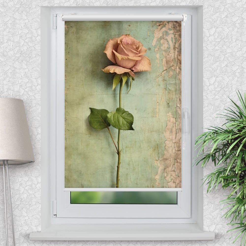 Rollo Motiv "Rose altes Papier" - ohne bohren - Klemmrollo bis 150 cm Breite - Klemmfix mit Fotodruck - blickdicht - La-Melle