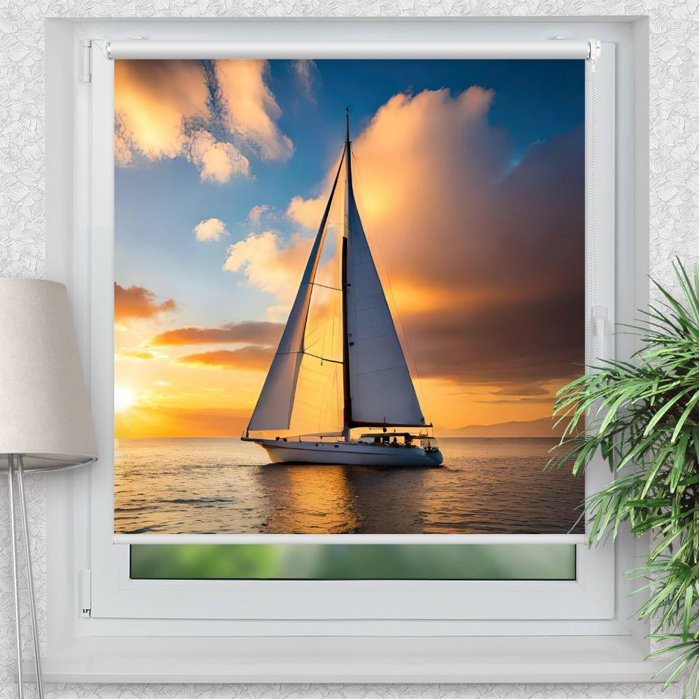 Rollo Motiv "Sommer Segelboot" - ohne bohren - Klemmrollo bis 150 cm Breite - Klemmfix mit Fotodruck - blickdicht - La-Melle