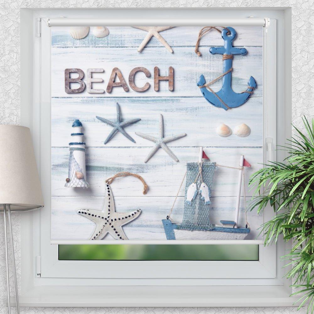Rollo Motiv "Deko maritim" - ohne bohren - Klemmrollo bis 150 cm Breite - Klemmfix mit Fotodruck - blickdicht - La-Melle
