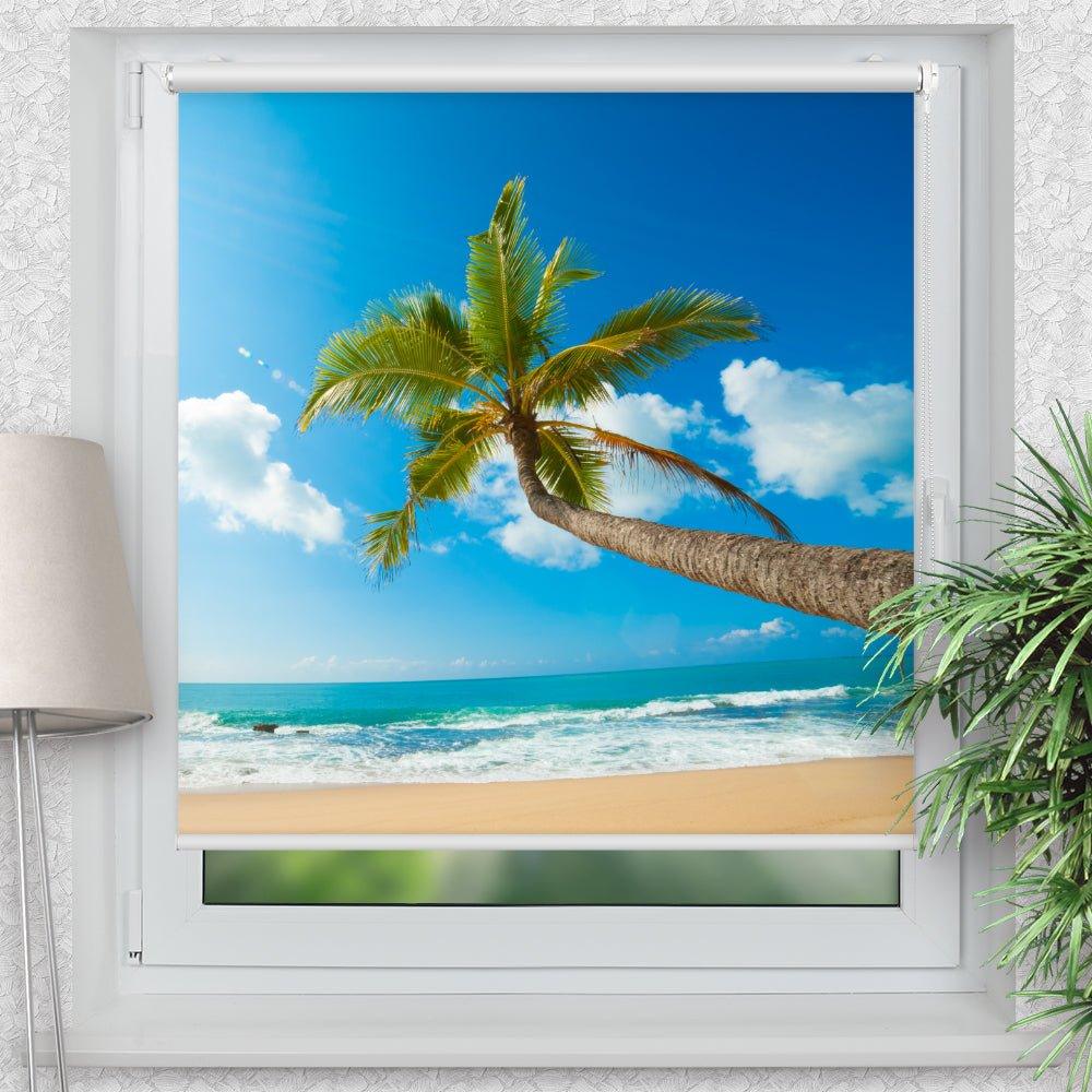Rollo Motiv "Palmen Südsee" - ohne bohren - Klemmrollo bis 150 cm Breite - Klemmfix mit Fotodruck - blickdicht - La-Melle