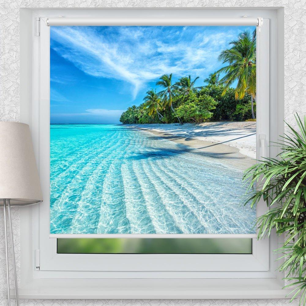 Rollo Motiv "Malediven Traumstrand" - ohne bohren - Klemmrollo bis 150 cm Breite - Klemmfix mit Fotodruck - blickdicht - La-Melle