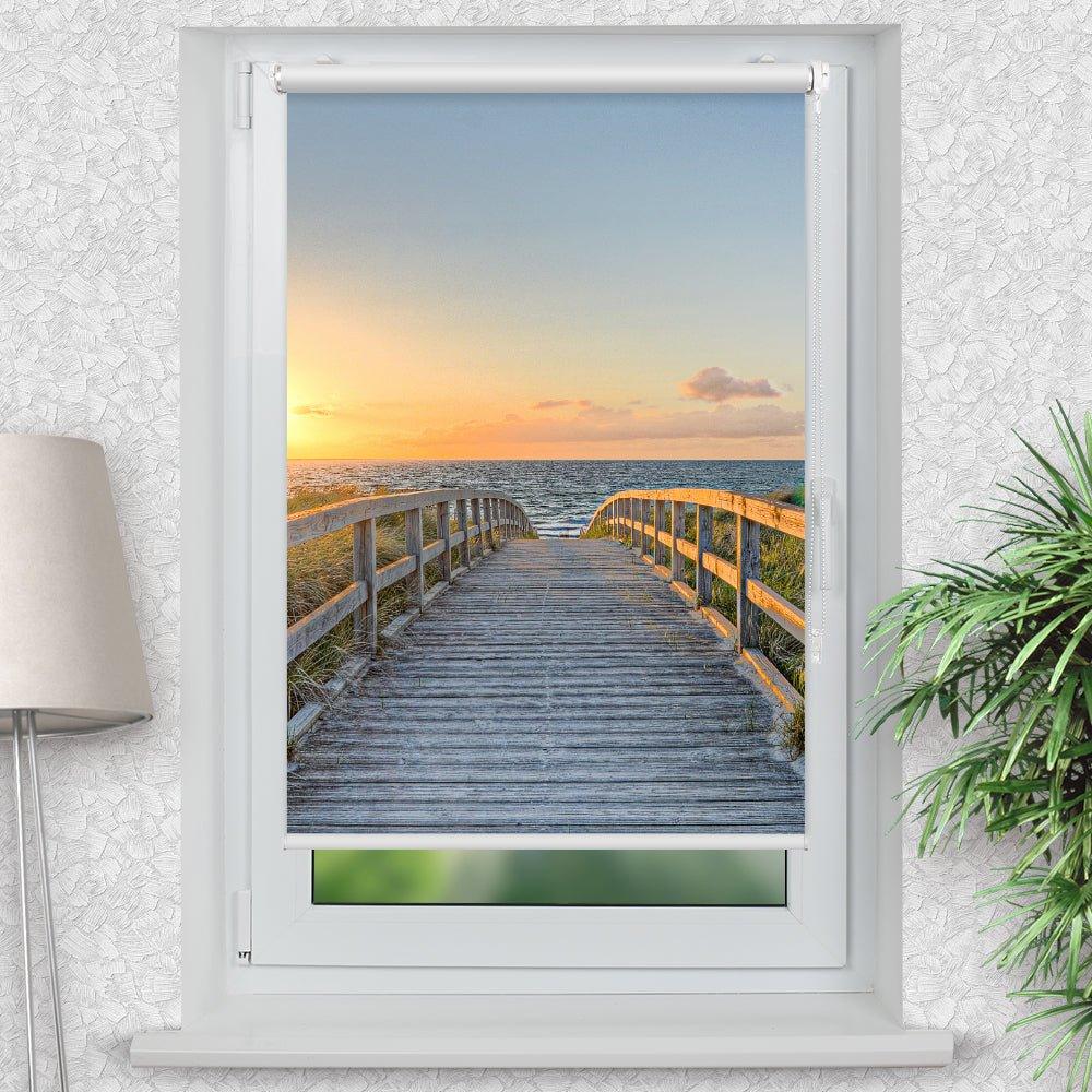 Rollo Motiv "Usedom Strand" - ohne bohren - Klemmrollo bis 150 cm Breite - Klemmfix mit Fotodruck - blickdicht - La-Melle