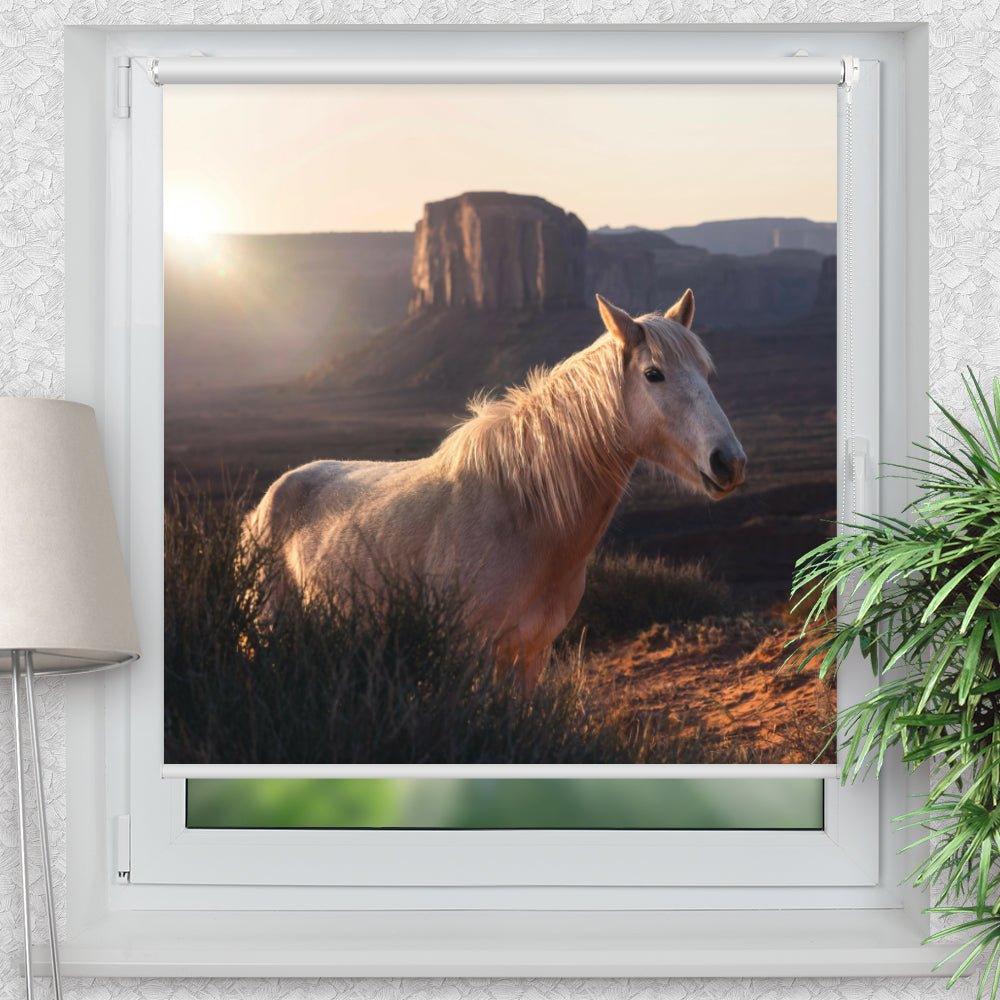 Rollo Motiv "Wildpferd Arizona" - ohne bohren - Klemmrollo bis 150 cm Breite - Klemmfix mit Fotodruck - blickdicht - La-Melle