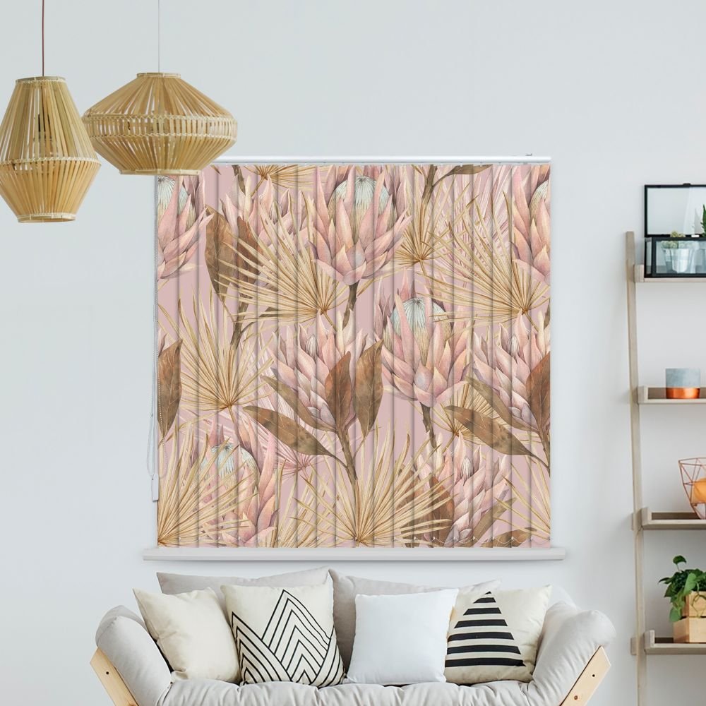 Lamellenvorhang Motiv 'Palmenblaetter Wasserfarben'