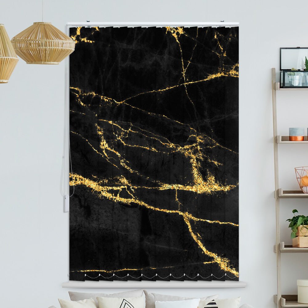 Lamellenvorhang Motiv "Marmor gold schwarz"