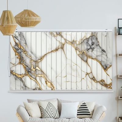 Lamellenvorhang Motiv Marmor weiss gold luxus