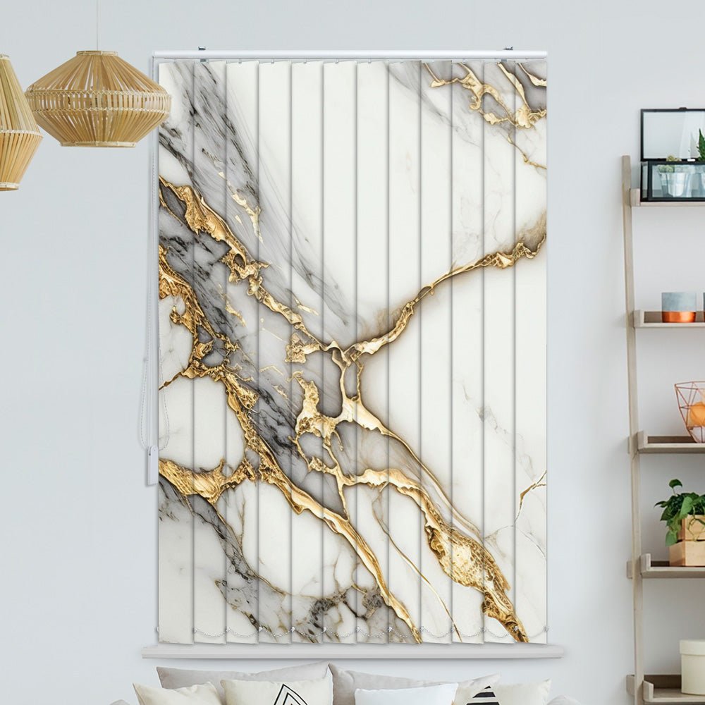 Lamellenvorhang Motiv "Marmor weiss gold luxus"