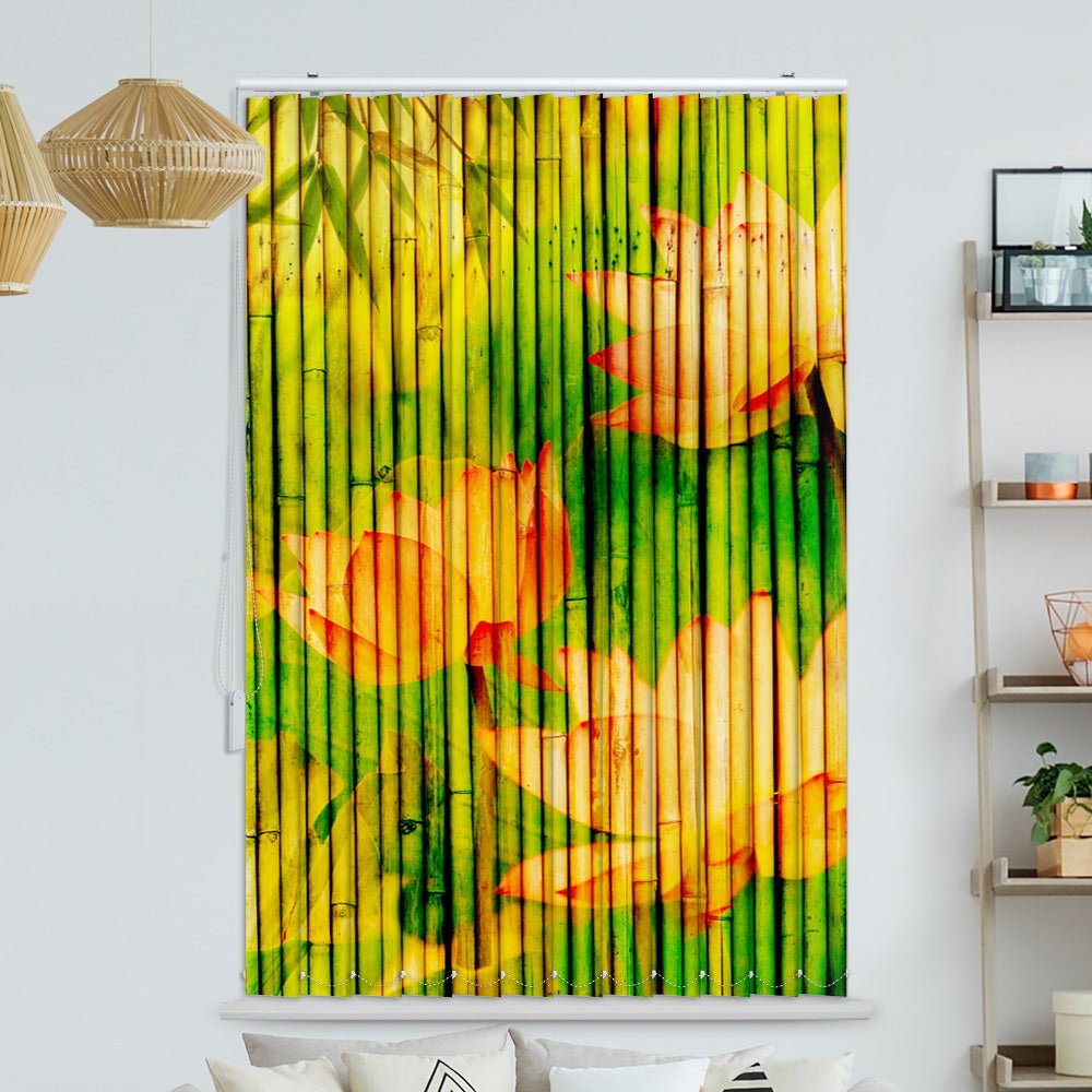 Lamellenvorhang Motiv "Seerosen gemalt Bambus"