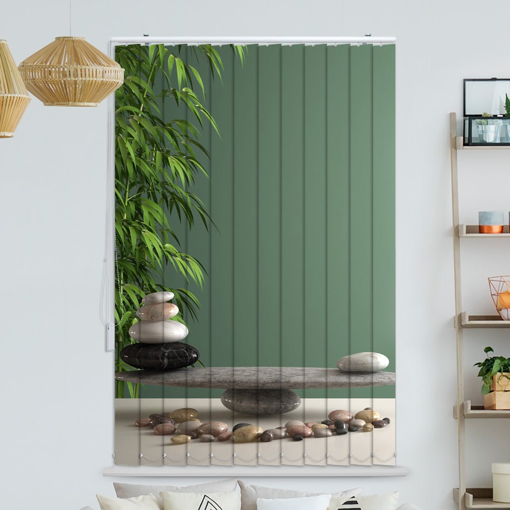 Lamellenvorhang Motiv "Bambus Steine Gleichgewicht"