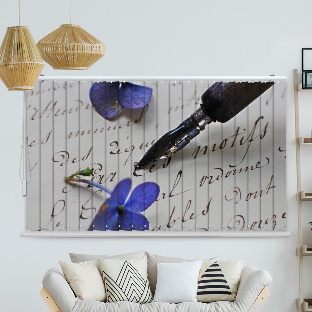 Lamellenvorhang Motiv "Hortensien Brief vintage"