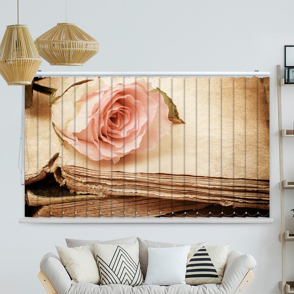 Lamellenvorhang Motiv "Rose rosa Buch"