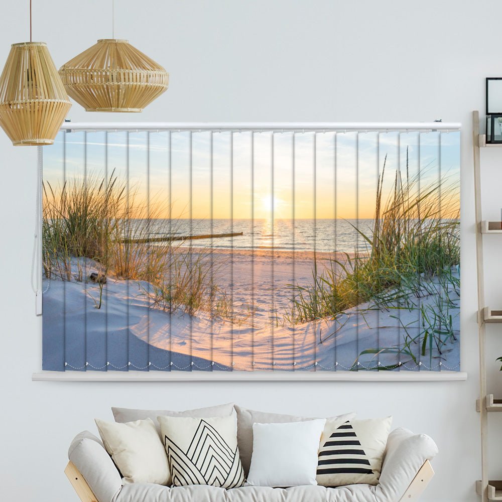 Lamellenvorhang Motiv "Strand Meer Sonnenuntergang"
