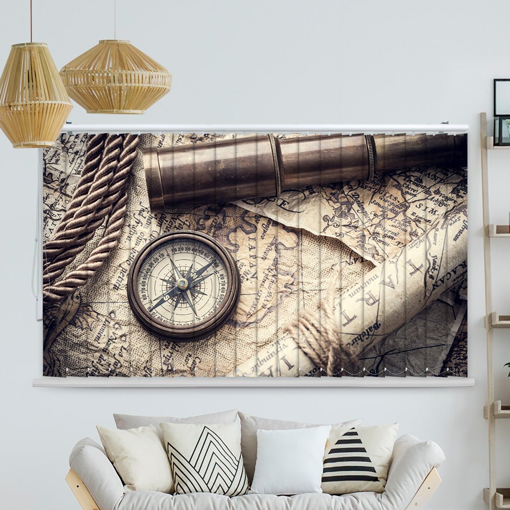 Lamellenvorhang Motiv "Seefahrt Kompass"