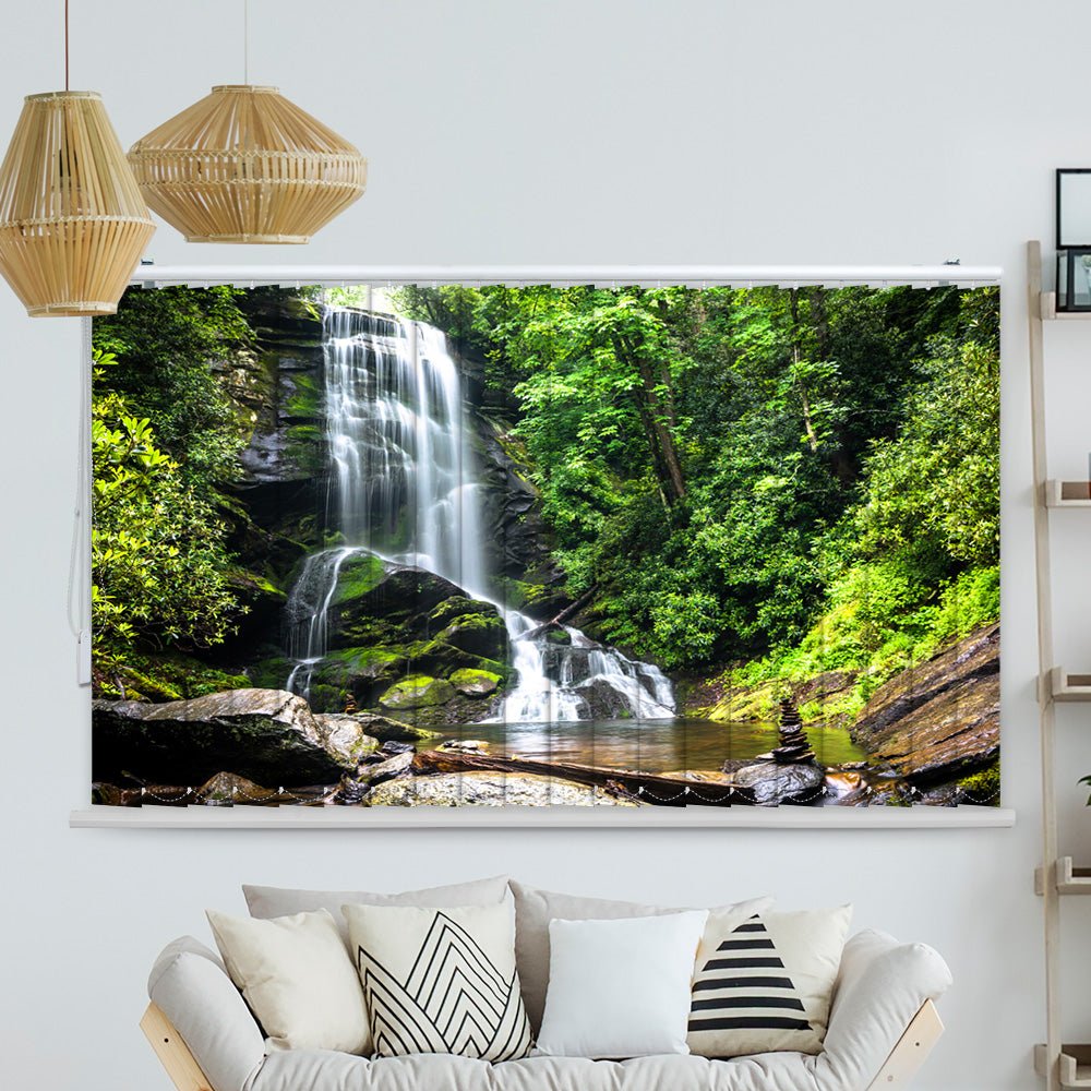 Lamellenvorhang Motiv "Wald See zen stones"