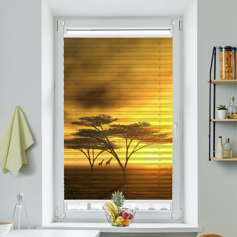 Wabenplissee Motiv "Afrika Giraffen Bäume" - La-Melle