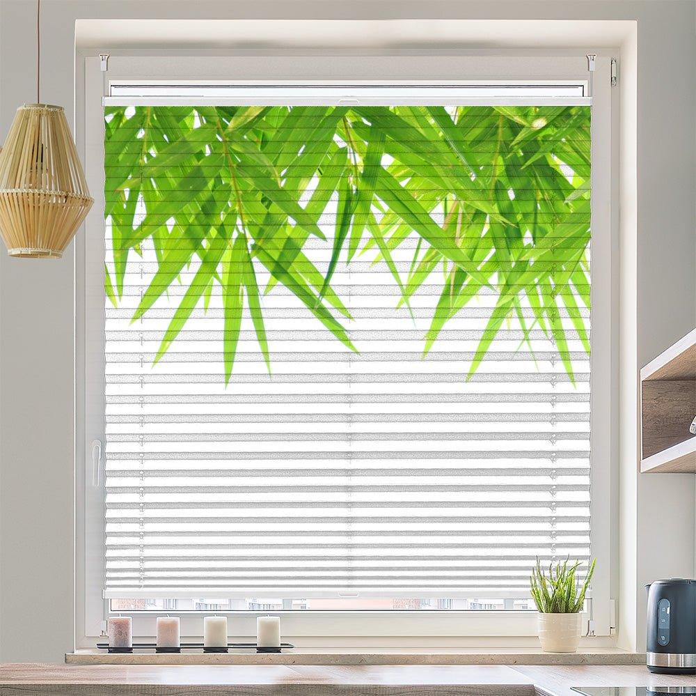 Plissee Motiv "Bambusblätter Dach"