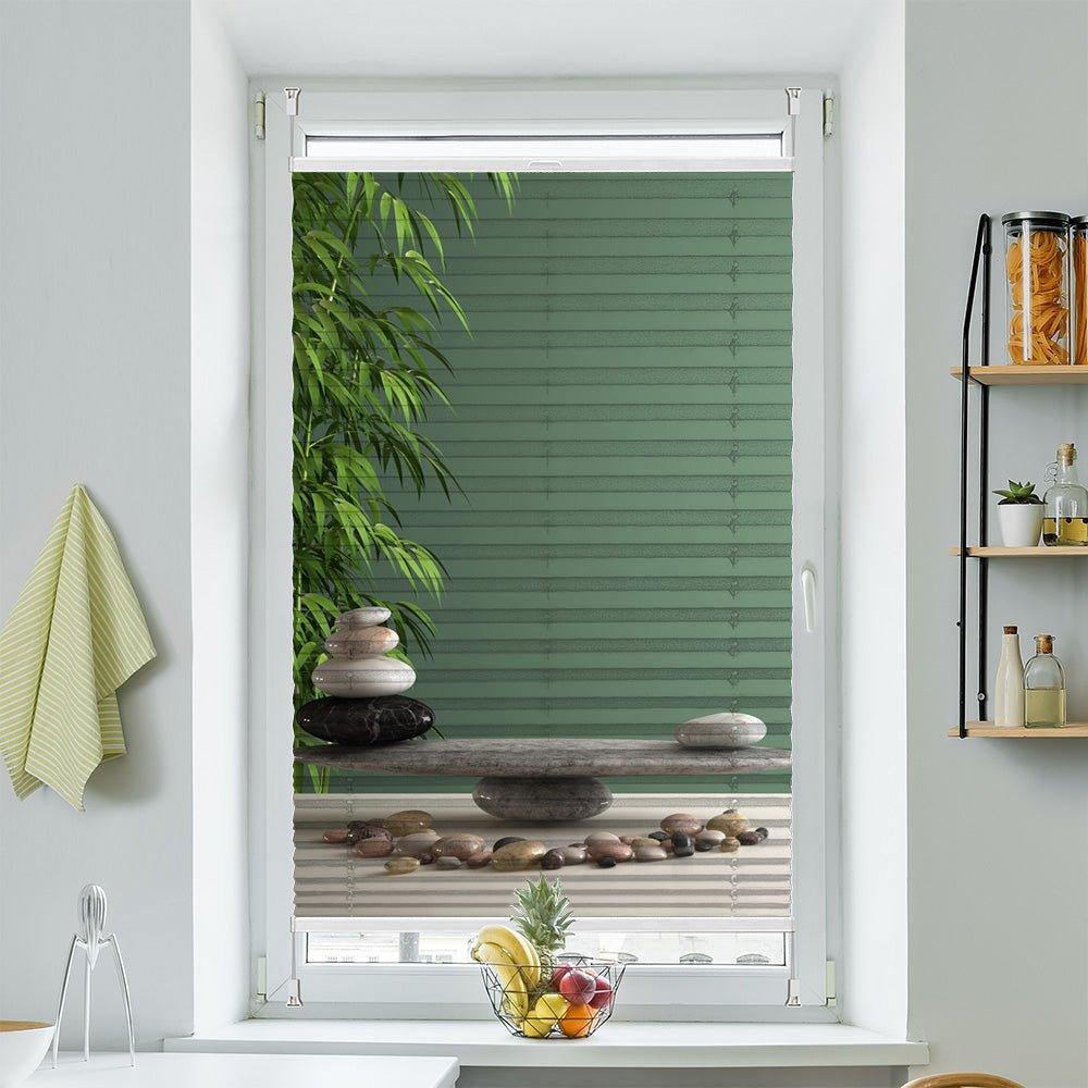 Plissee Motiv "Bambus Steine Balance"