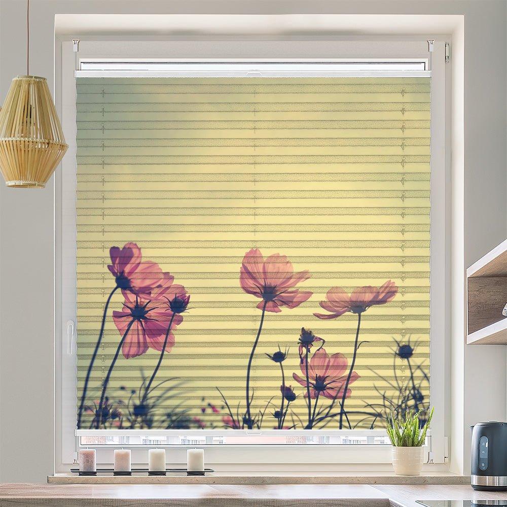 Plissee Motiv "Blumen sepia vintage"