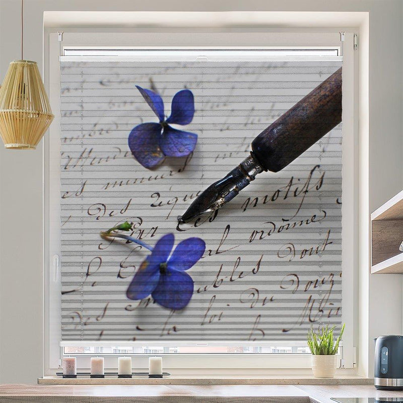 Plissee Motiv "Hortensien vintage"