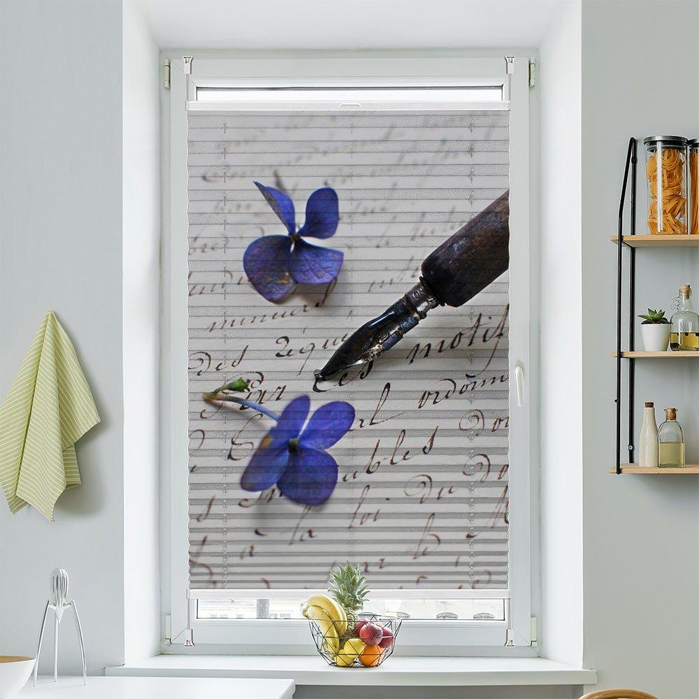 Plissee Motiv "Hortensien vintage"