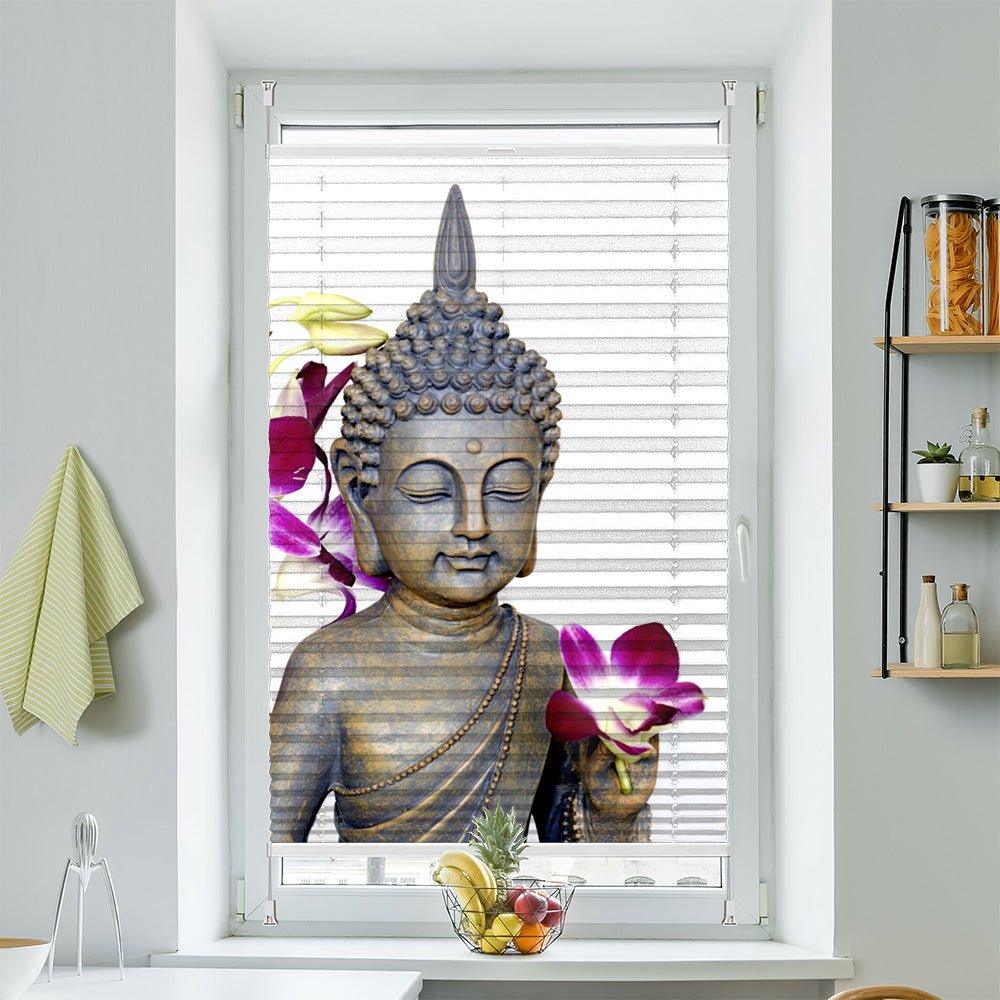 Wabenplissee Motiv "Buddha Orchideen Wellness" - La-Melle