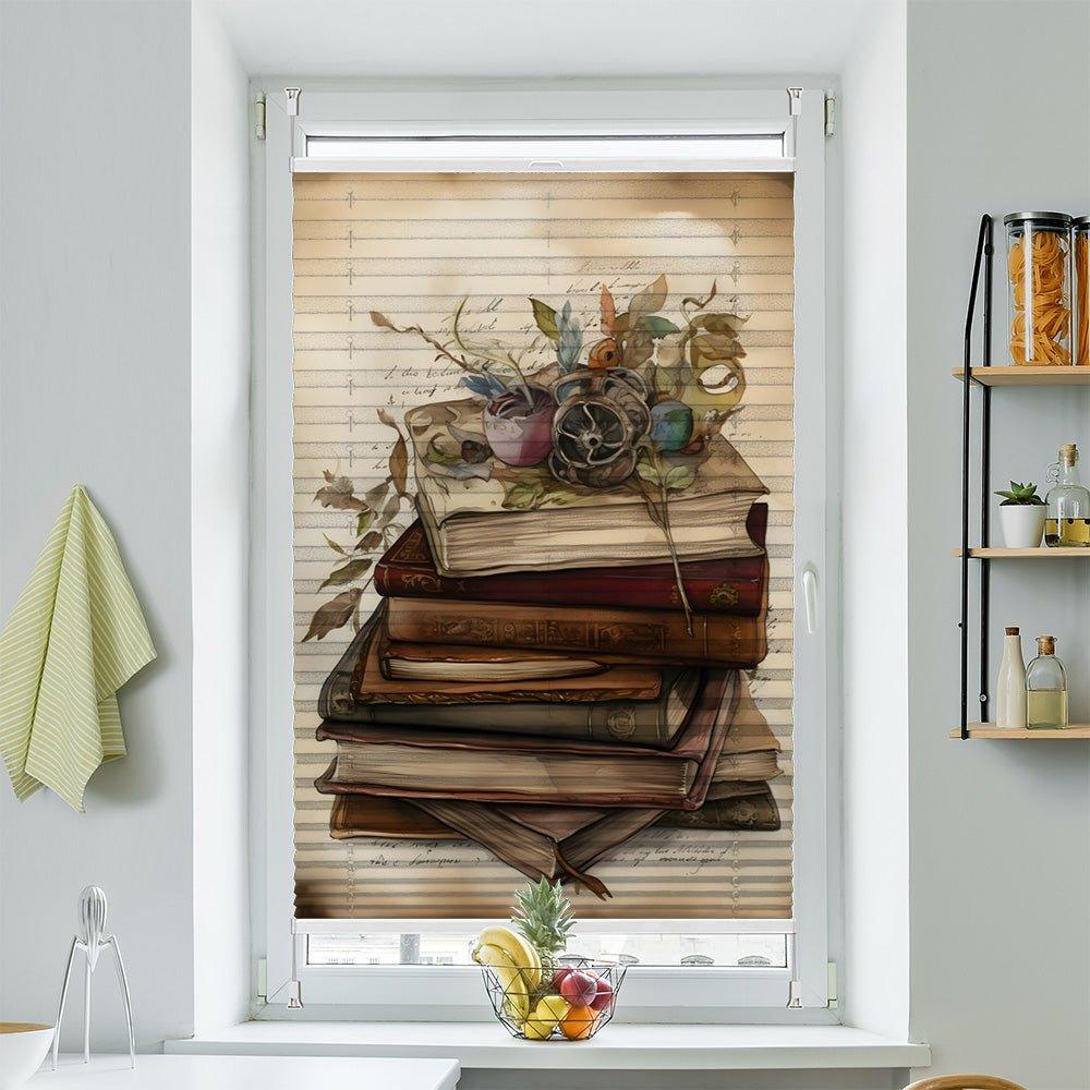 Plissee Motiv "Bücher Stapel"