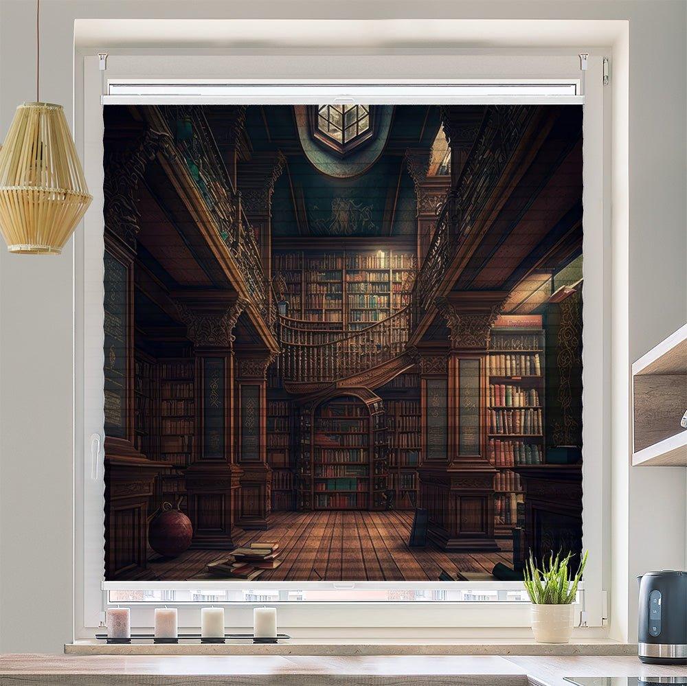 Plissee Motiv "Bücherei vintage"