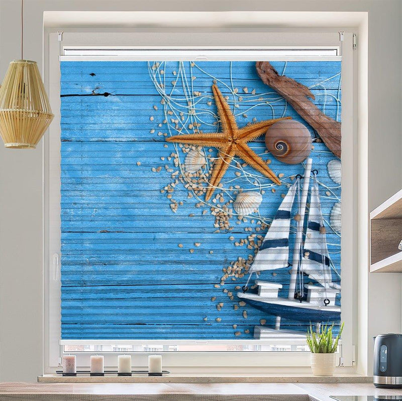 Plissee Motiv "Maritim Strandgut" - La-Melle