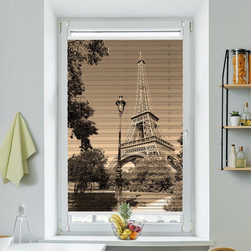 Plissee Motiv "Eifelturm Sepia"