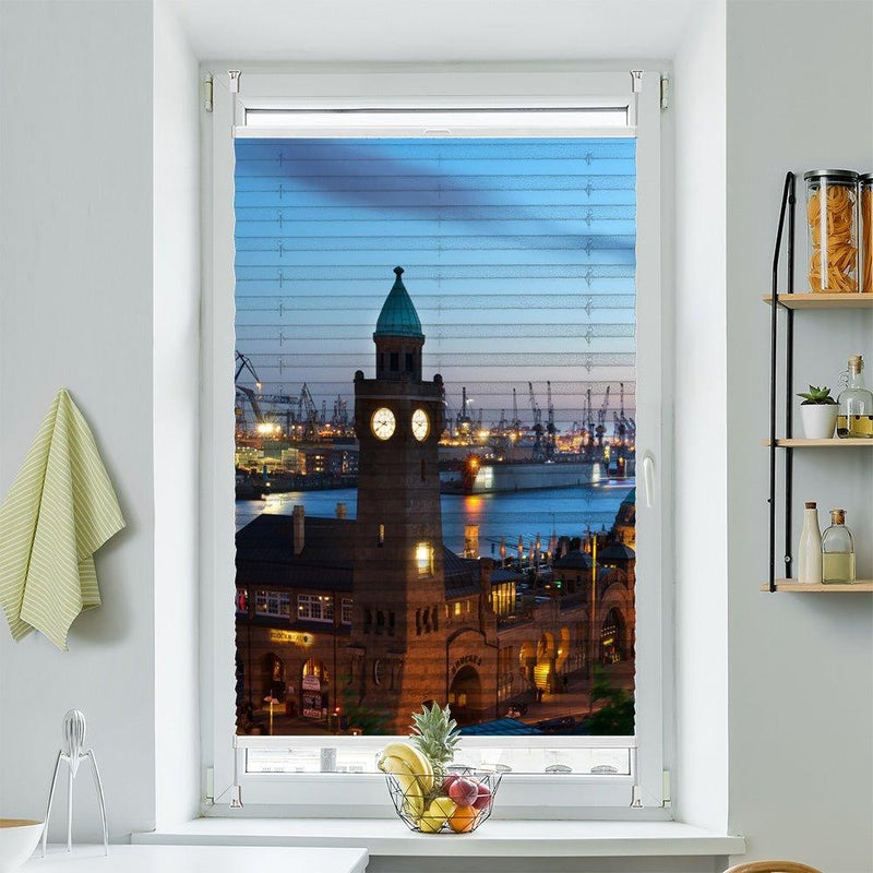 Wabenplissee Motiv "Hamburg Hafen Skyline Elbtunnel" - La-Melle