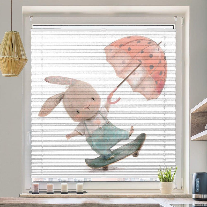 Wabenplissee Motiv "Hase Skateboard Schirm Kinderbild" - La-Melle