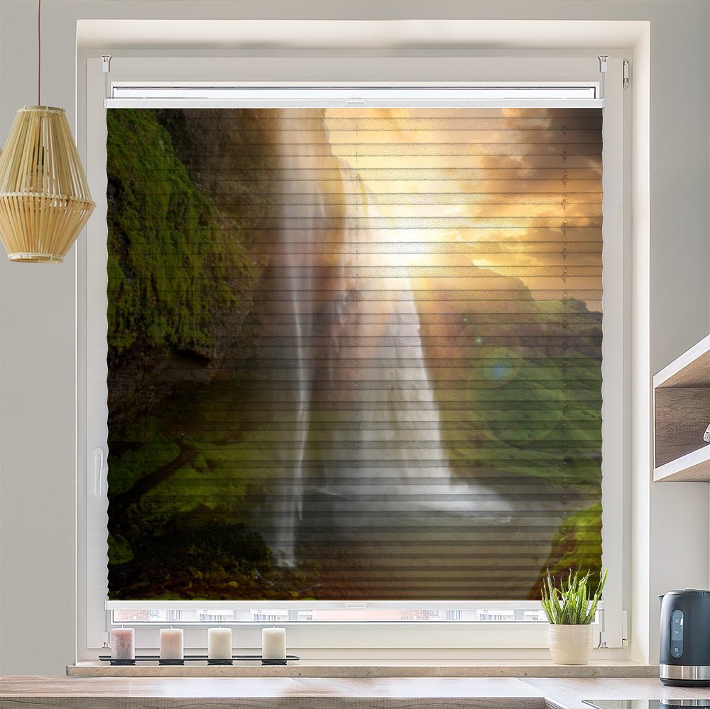 Wabenplissee Motiv "Island Klippe Sonne" - La-Melle