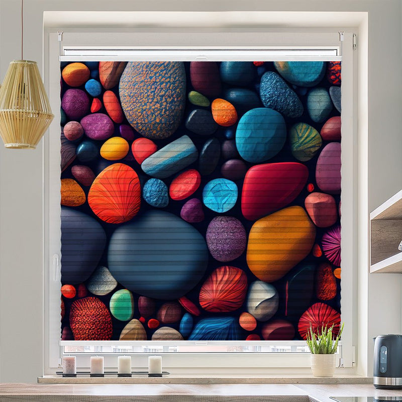 Wabenplissee Motiv "Kieselsteine bunt" - La-Melle