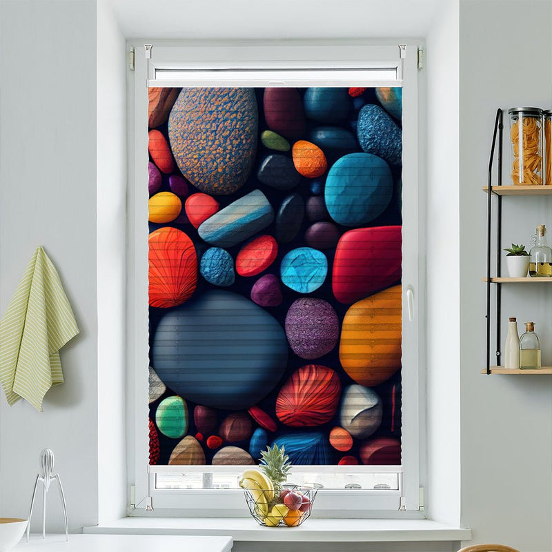 Wabenplissee Motiv "Kieselsteine bunt" - La-Melle