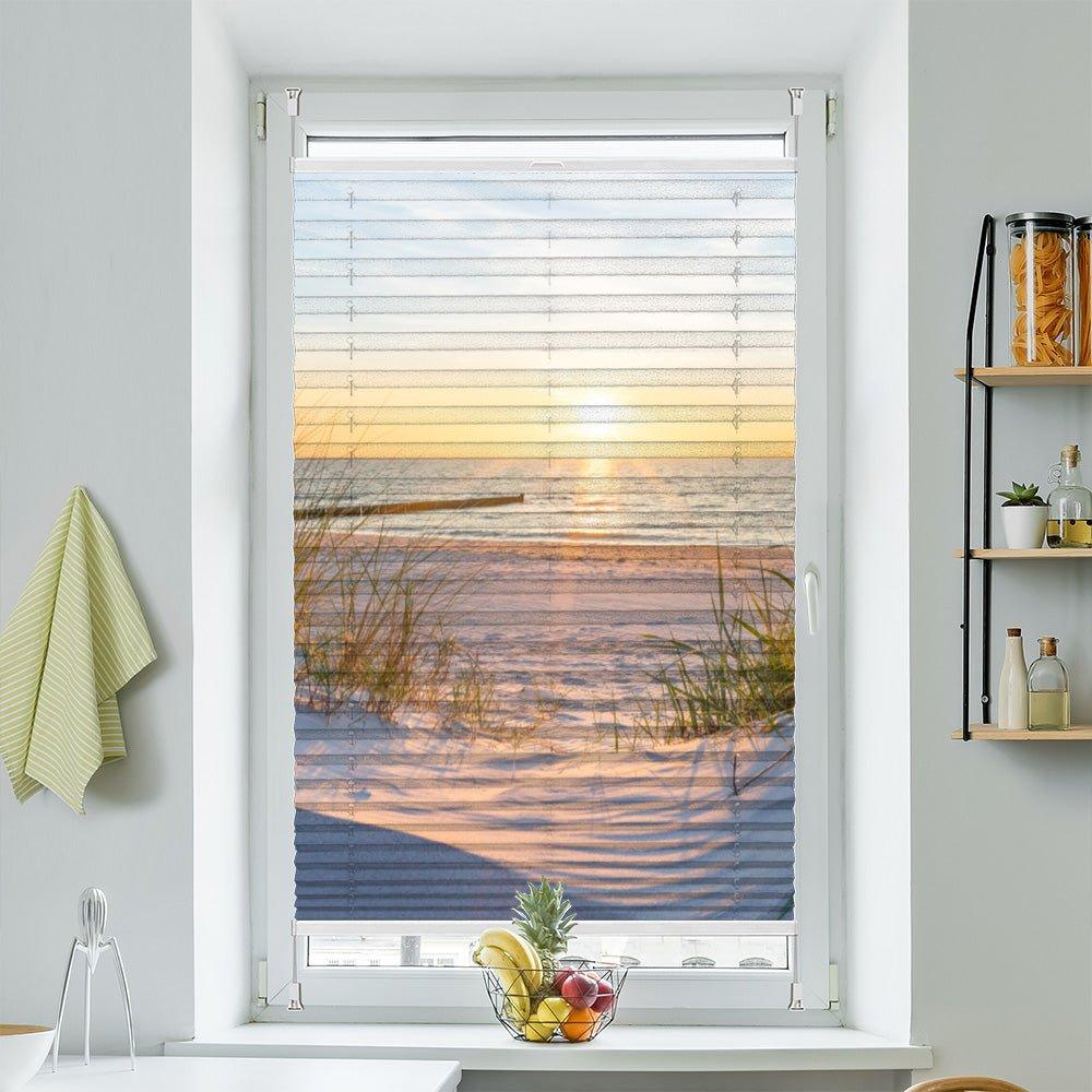 Wabenplissee Motiv "Sonnenuntergang Küste Düne" - La-Melle