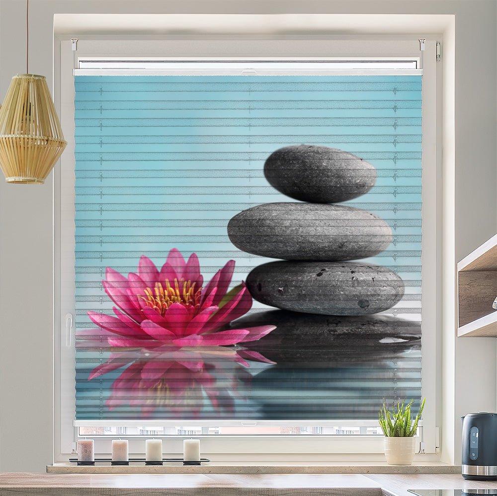 Wabenplissee Motiv "Lilie Wasser Steinturm" - La-Melle