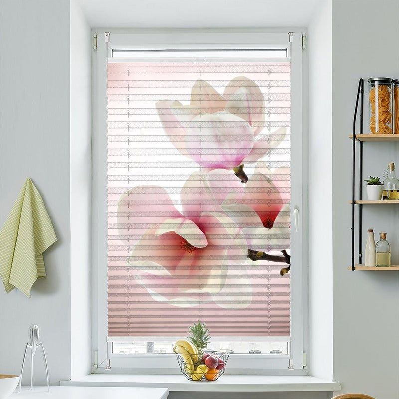 Plissee Motiv "Magnolien rosa weiss" - La-Melle