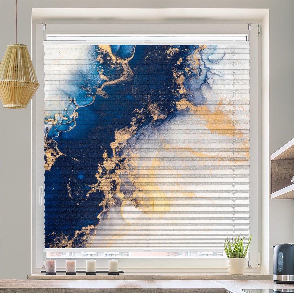 Plissee Motiv "Abstrakt blau Marmor"