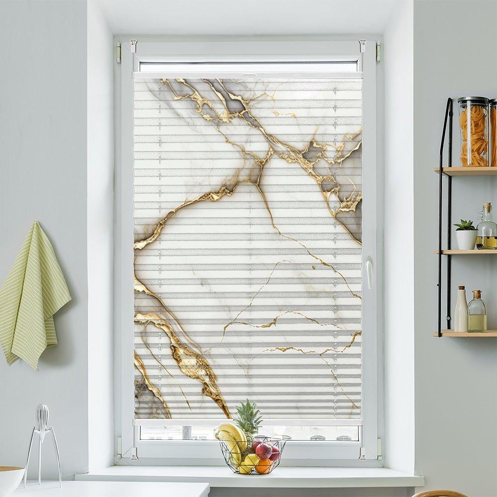 Plissee Motiv "Marmor weiss gold" - La-Melle