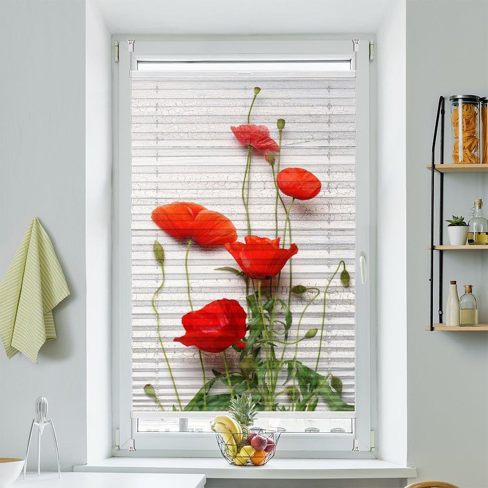 Plissee Motiv "Mohn rot" - La-Melle