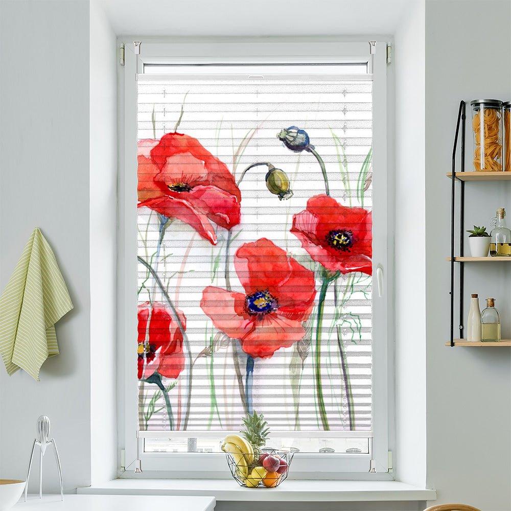 Plissee Motiv "Mohnblumen gemalt" - La-Melle