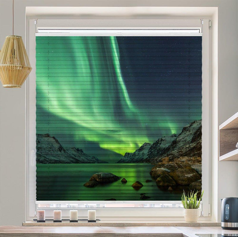 Plissee Motiv "Nordlicht Fjord Norwegen" - La-Melle