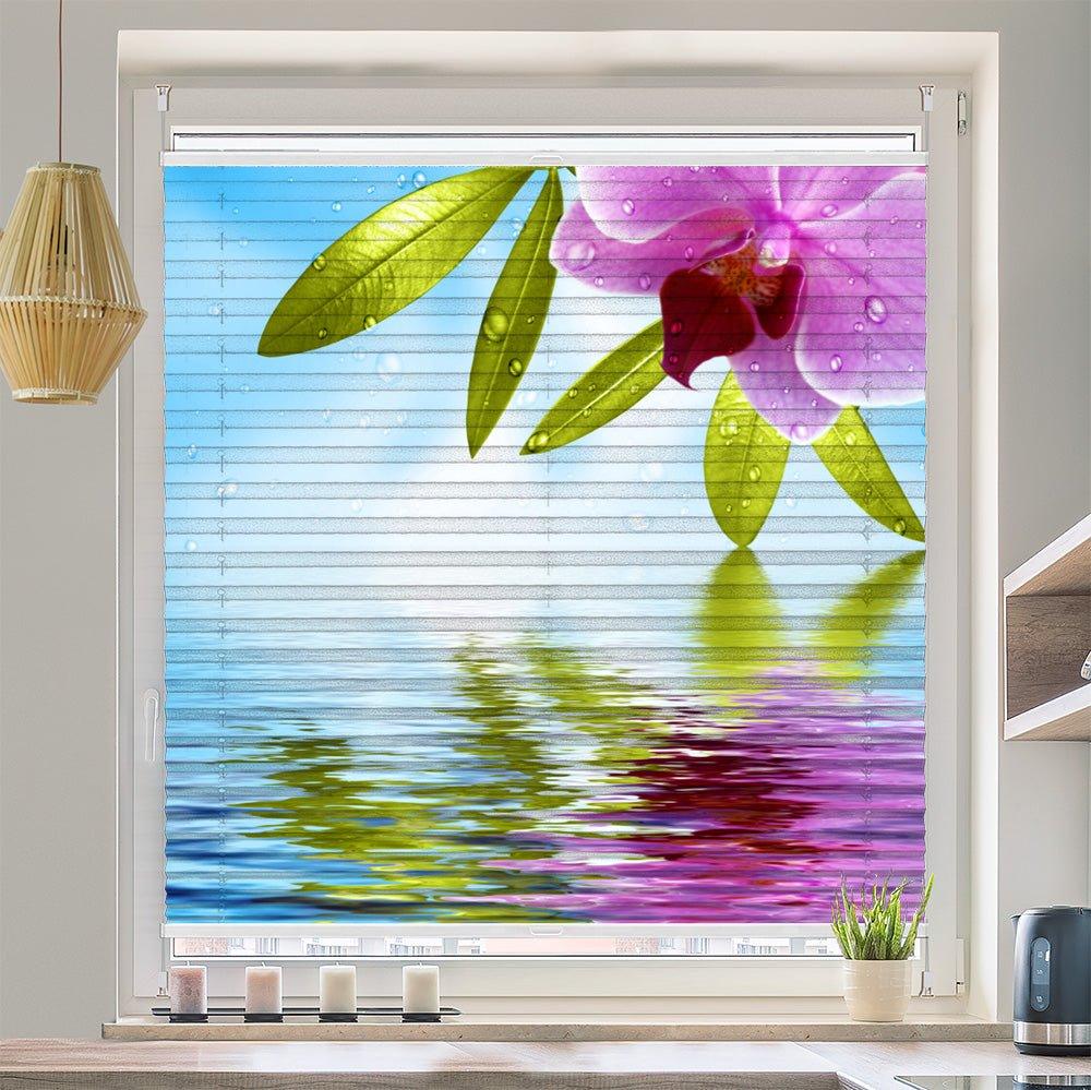 Wabenplissee Motiv "Orchidee Wasser Spiegelung" - La-Melle