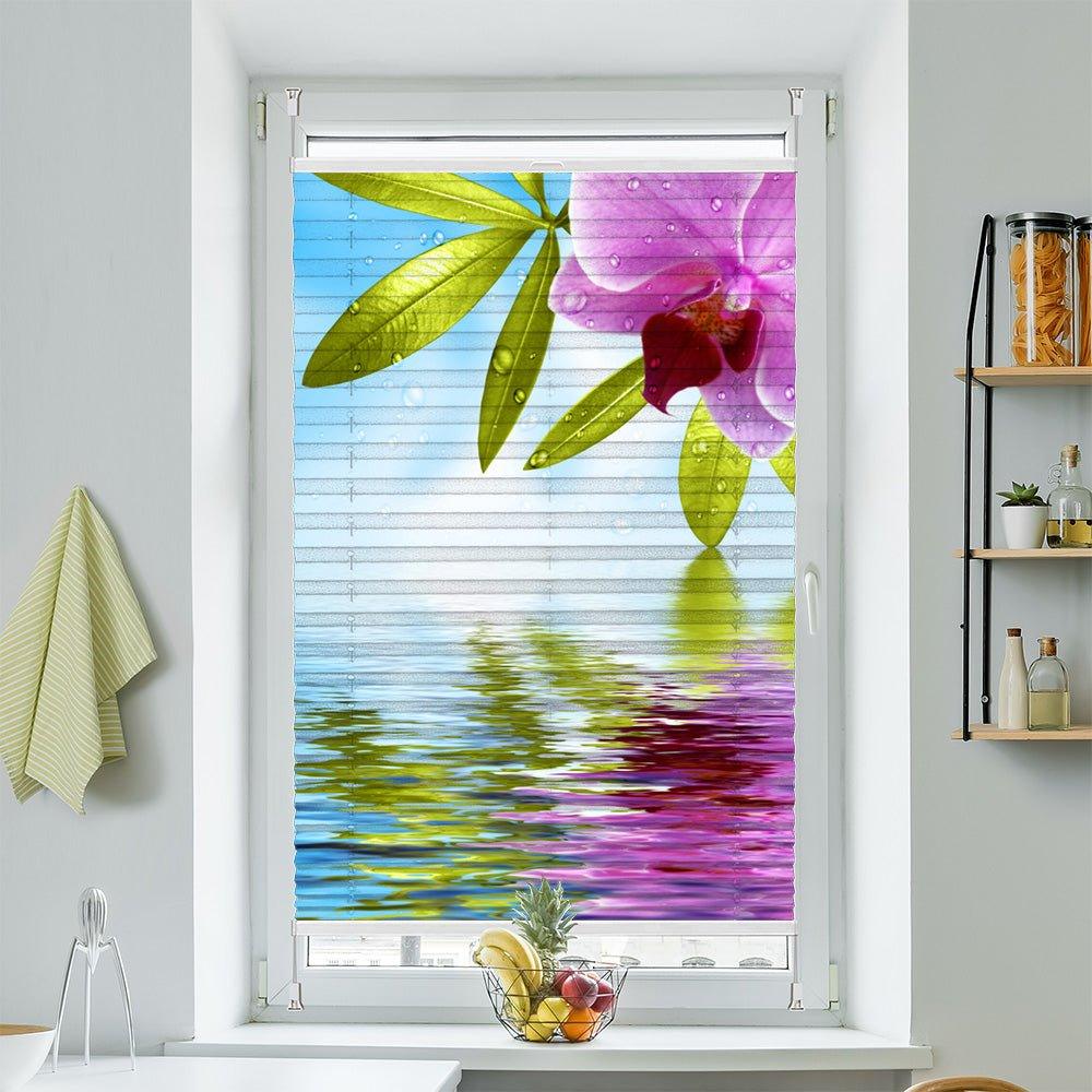 Wabenplissee Motiv "Orchidee Wasser Spiegelung" - La-Melle